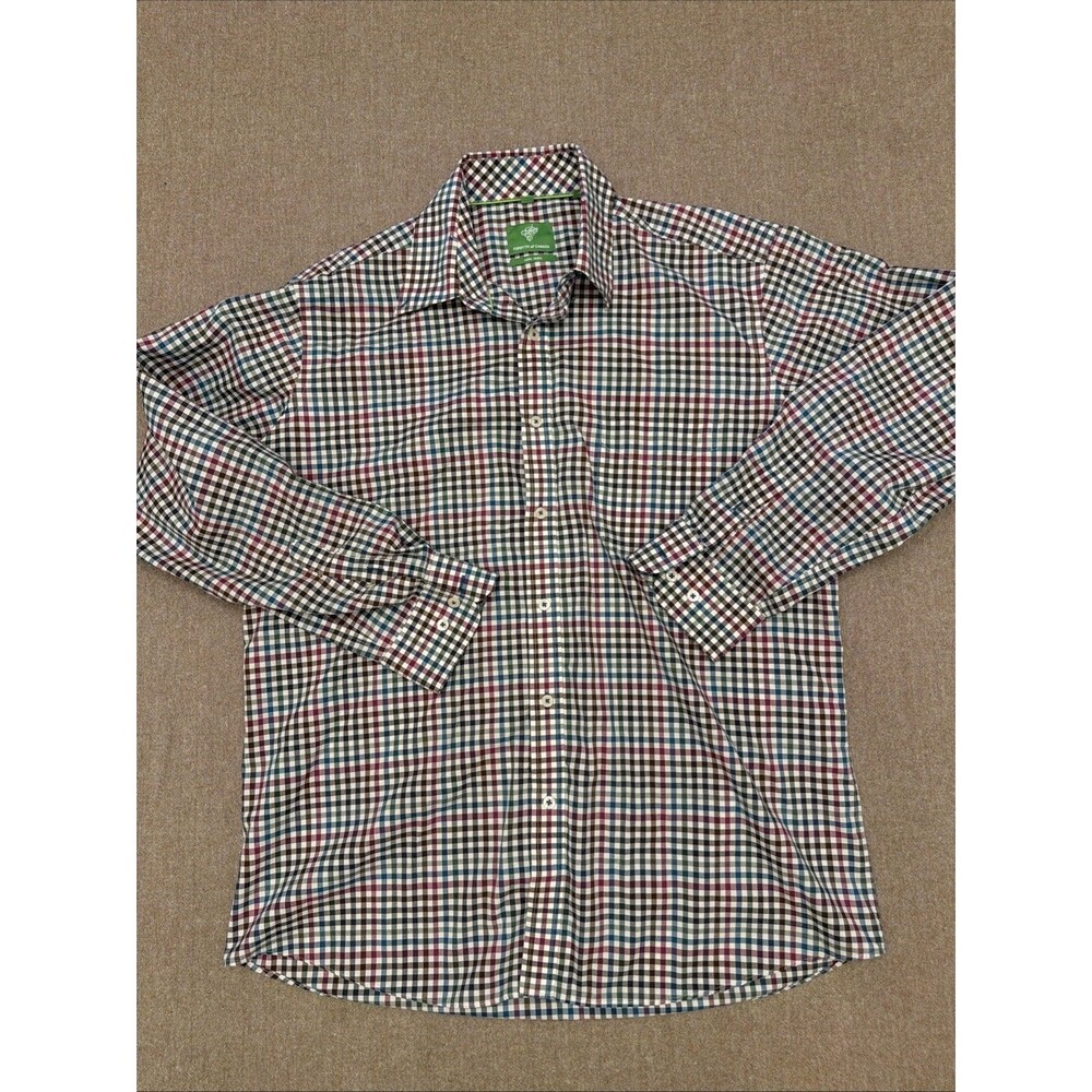 Forsyth of Canada Men’s Large L Non-Iron Plaid Dress Shirt Plaid Button-Down